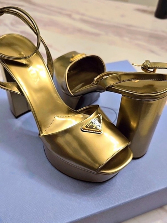 Prada Shoes - Prada Metallic Leather Platform Sandal Gold EU 40/ US 10